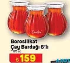 BOROSİLİKAT ÇAY BARDAĞI 6'LI